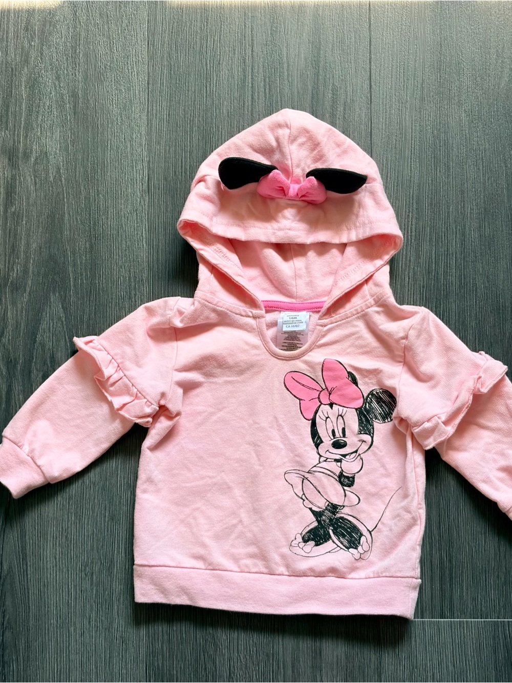 Disney Baby Girls Minnie Mouse Size 18M Pullover Hoodie with 3D Ears/Bow